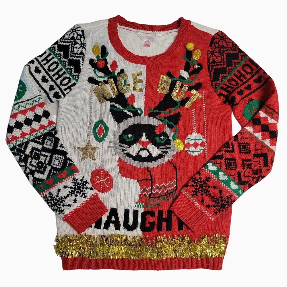 Christmas Sweater by No Boundaries Nice but Naughty